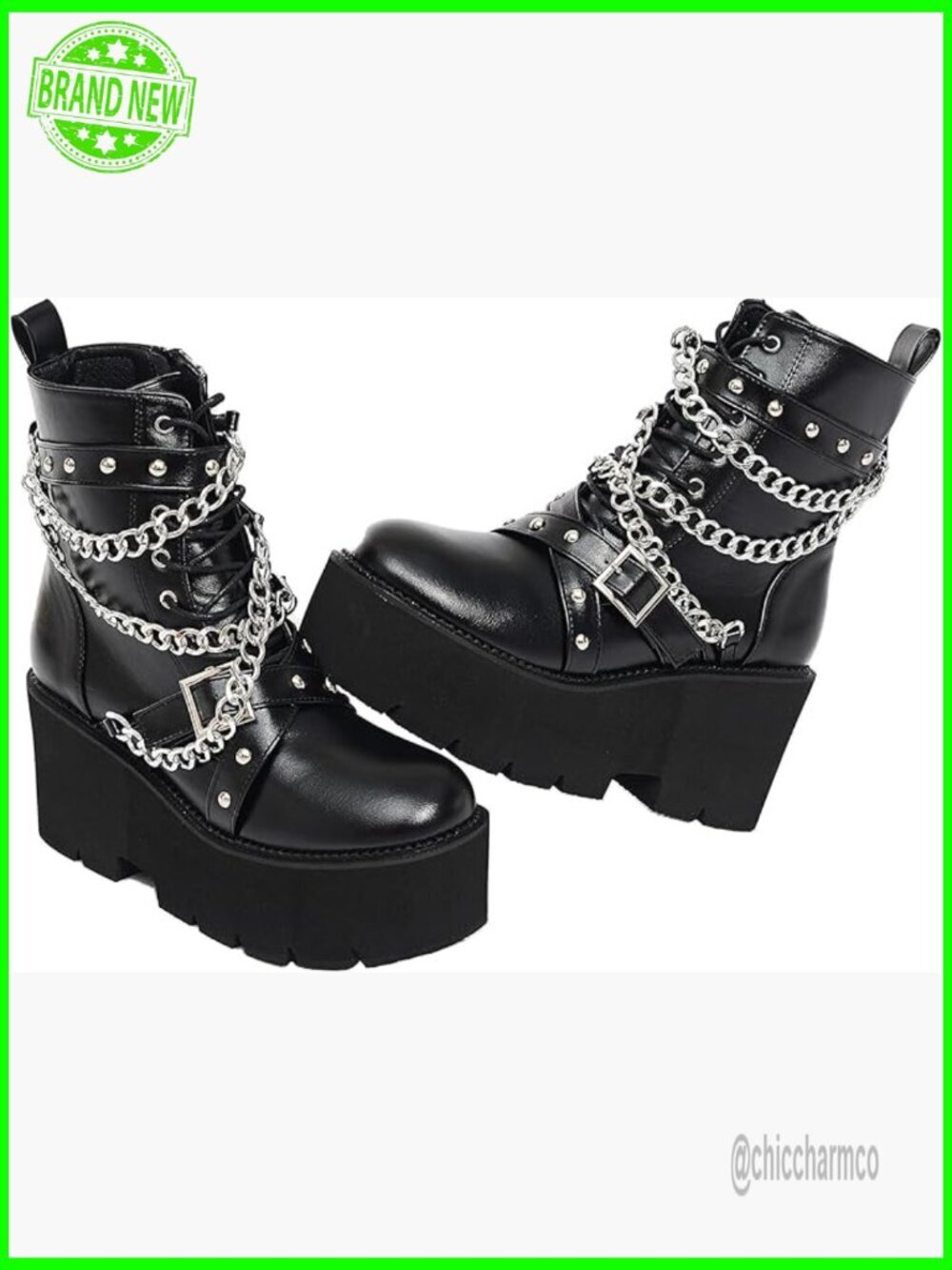 Chunky Platform Combat Ankle Booties with Side Zipper and Lace-Up